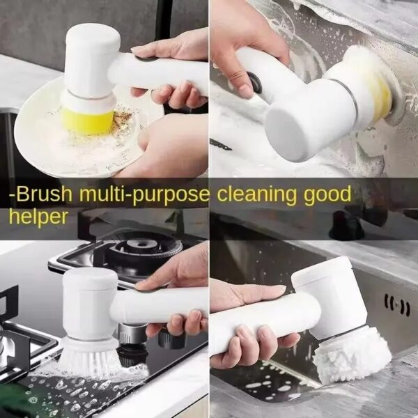 2024 New Electric Spin Scrubber,Bathroom Cleaning Brush Power Scrubber With 5 Replaceable Brush Heads, Electric Cleaning Brush - Image 2
