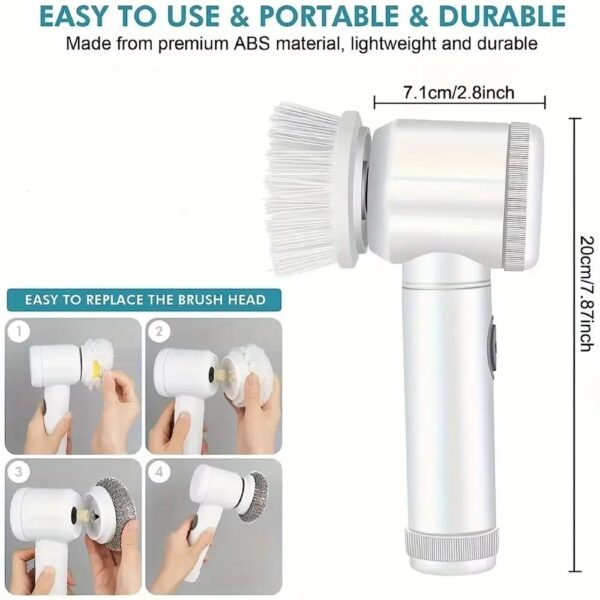2024 New Electric Spin Scrubber,Bathroom Cleaning Brush Power Scrubber With 5 Replaceable Brush Heads, Electric Cleaning Brush - Image 4