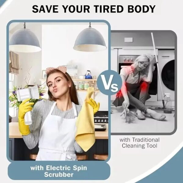 2024 New Electric Spin Scrubber,Bathroom Cleaning Brush Power Scrubber With 5 Replaceable Brush Heads, Electric Cleaning Brush - Image 3
