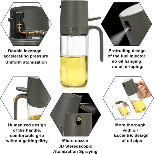 Kitchen Glass Oil Sprayer Bottle Olive Oil Sprayer Mister Spray Oil Dispenser Oil Jar Cruet BBQ Baking Picnic Kitchen Tool - Image 5