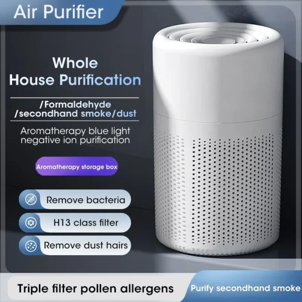 Air Purifier H13 True HEPA Filter 2-in-1 Deodorizing Air Cleaner for Home Allergies and Pets Hair,Smokers in Bedroom - Image 2