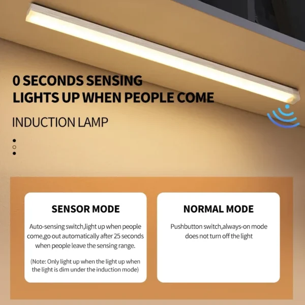 Under Cabinet LED Lights Motion Sensor, Magnetic Night Light USB Charging Led Lights, LED Bar Light 3 Colors Dimmable Light - Image 2