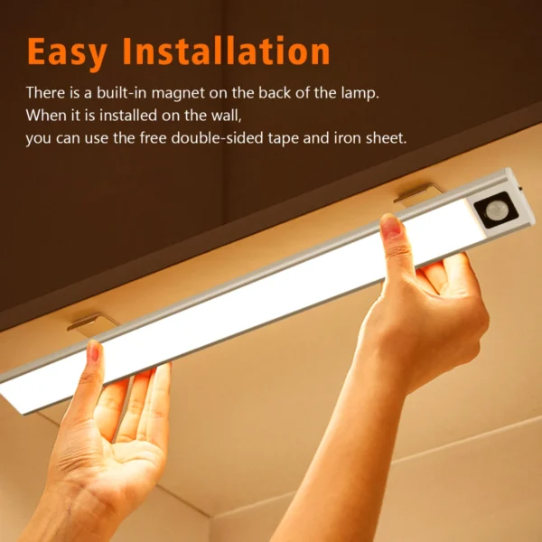 LED Human Body Sensor Light Bar Smart Magnetic Absorption Self-adhesive Night Lamp USB Rechargeable Wardrobe Cabinet Light Strip - Image 5