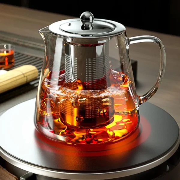Heat Resistant Glass Teapot with Stainless Steel Tea Strainer Infuser Flower Kettle Kung Fu Teaware Set Puer Oolong Pot - Image 4