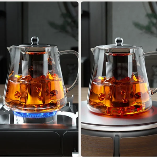 Heat Resistant Glass Teapot with Stainless Steel Tea Strainer Infuser Flower Kettle Kung Fu Teaware Set Puer Oolong Pot - Image 2