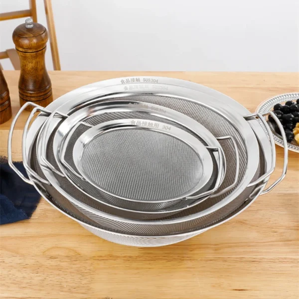 Stainless Steel Fine Mesh Strainer Basket with Double Handles Large Juice Rice Flour Sieve Food Filter Drainer Cooking Utensil - Image 5