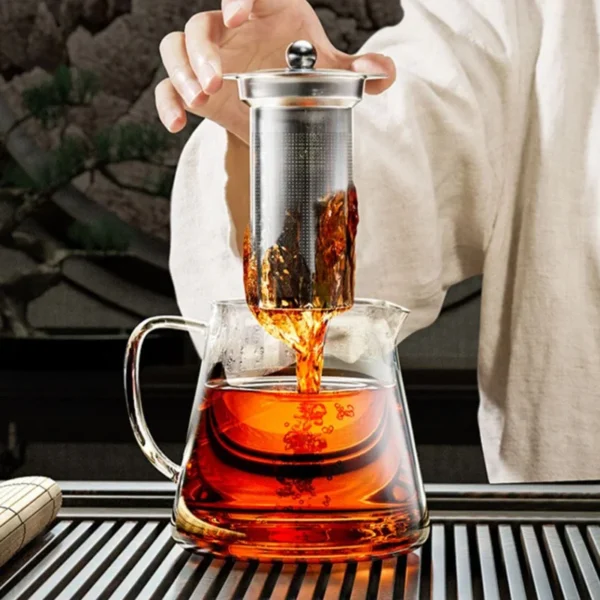 Heat Resistant Glass Teapot with Stainless Steel Tea Strainer Infuser Flower Kettle Kung Fu Teaware Set Puer Oolong Pot - Image 3