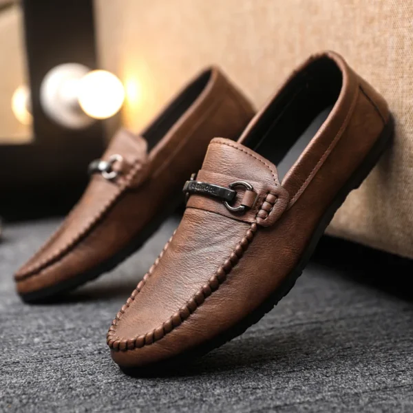 High Quality Leather Men Casual Shoes Comfortable Light Men Loafers Formal Men Dress Shoes Breathable Slip on Men Driving Shoes - Image 2
